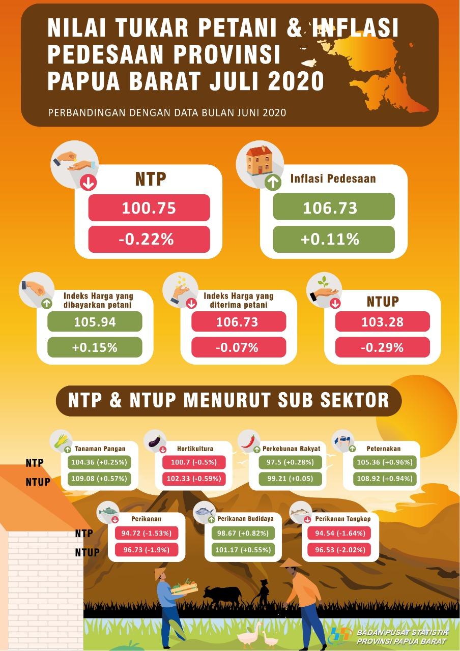 NTP Papua Barat Juli 2020 sebesar 100,75 persen