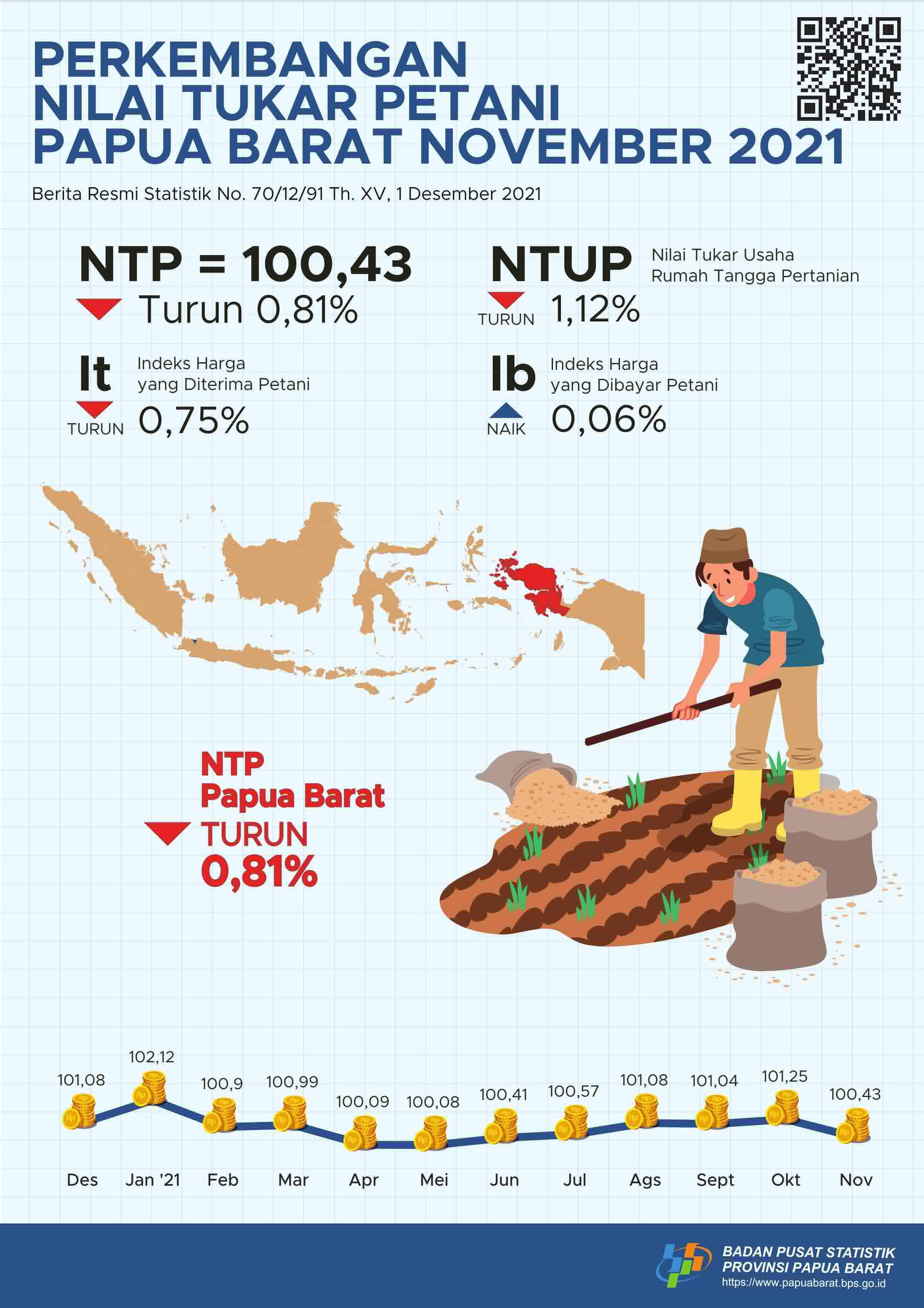 Perkembangan Nilai Tukar Petani Provinsi Papua Barat November 2021